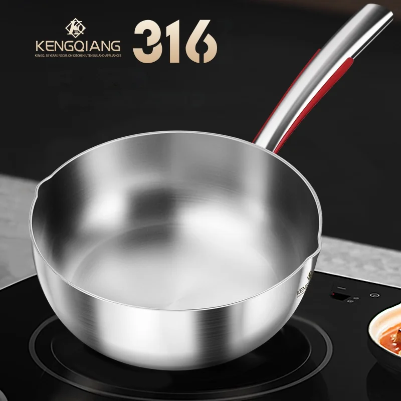 Snow Pan 36 Stainless Steel Uncoated Non-Stick Milk Pot Household Noodle Pot Small Soup Pot Baby Pot Food Supplement Pot