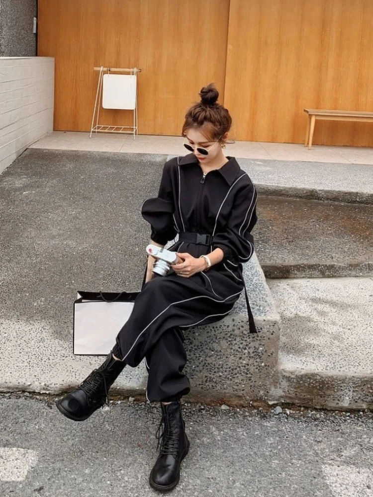 

Женский комбинезон свободного кроя, утягивающий фигуру, в стиле гарем, светящийся в темноте, со светоотражающими элементами, с завязками на талии, зауженные штанины, новинка весна-осень, уникальный дизайн