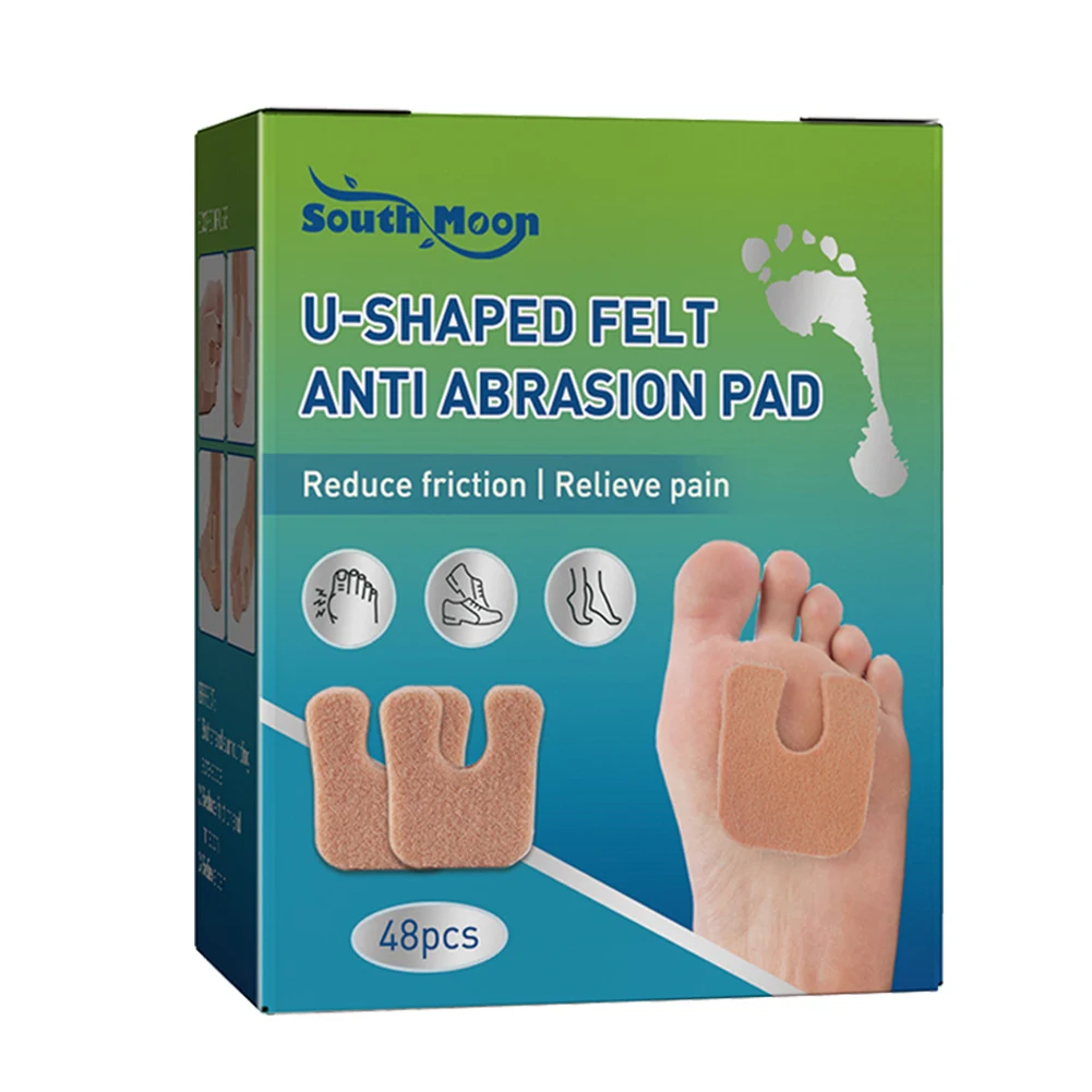 48 Stück Hornhautkissen, weich, bequem, Zehenschutz, U-förmige Hornhautpolster, Reibungsreduzierung, Schmerzen, Druckentlastung, Fußpflege