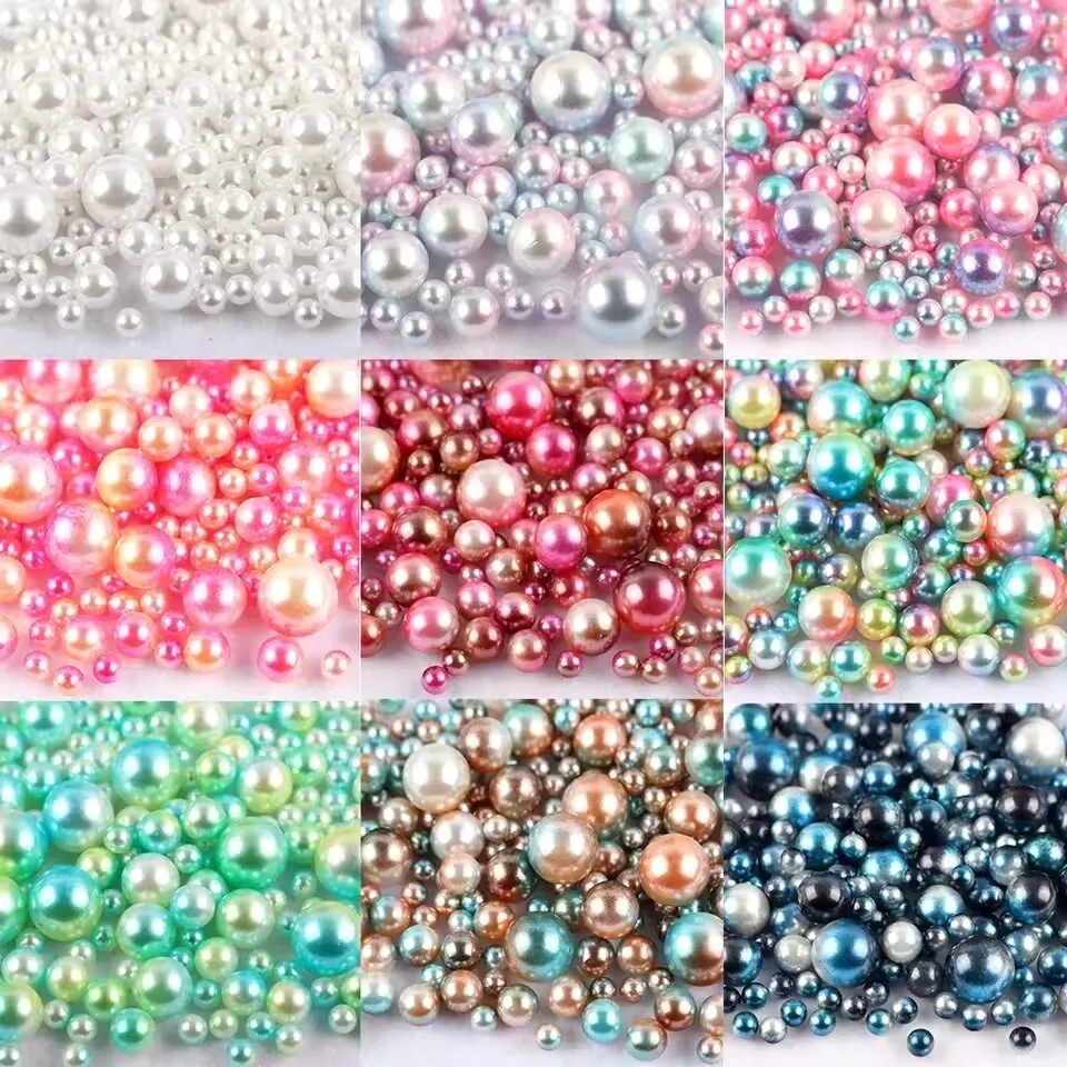 100pcs3-8mm Mix size non porous imitation pearl loose bead DIY accessory decoration high gloss macaron makeup box filled