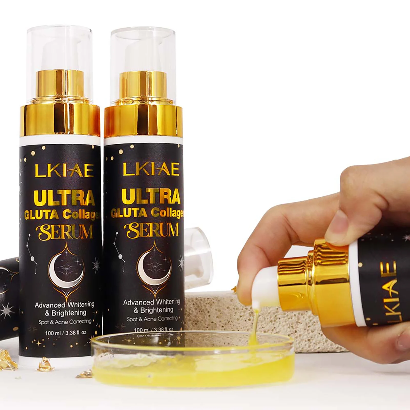 Zdjęcie 6: LKIAE Ultra Glutathione Collagen Whitening Serum, nawilżające serum z kolagenem i glutathionem, z lukrecją, przeciwtrądzikowe, esencja na przebarwienia i plamy na twarzy i ciele