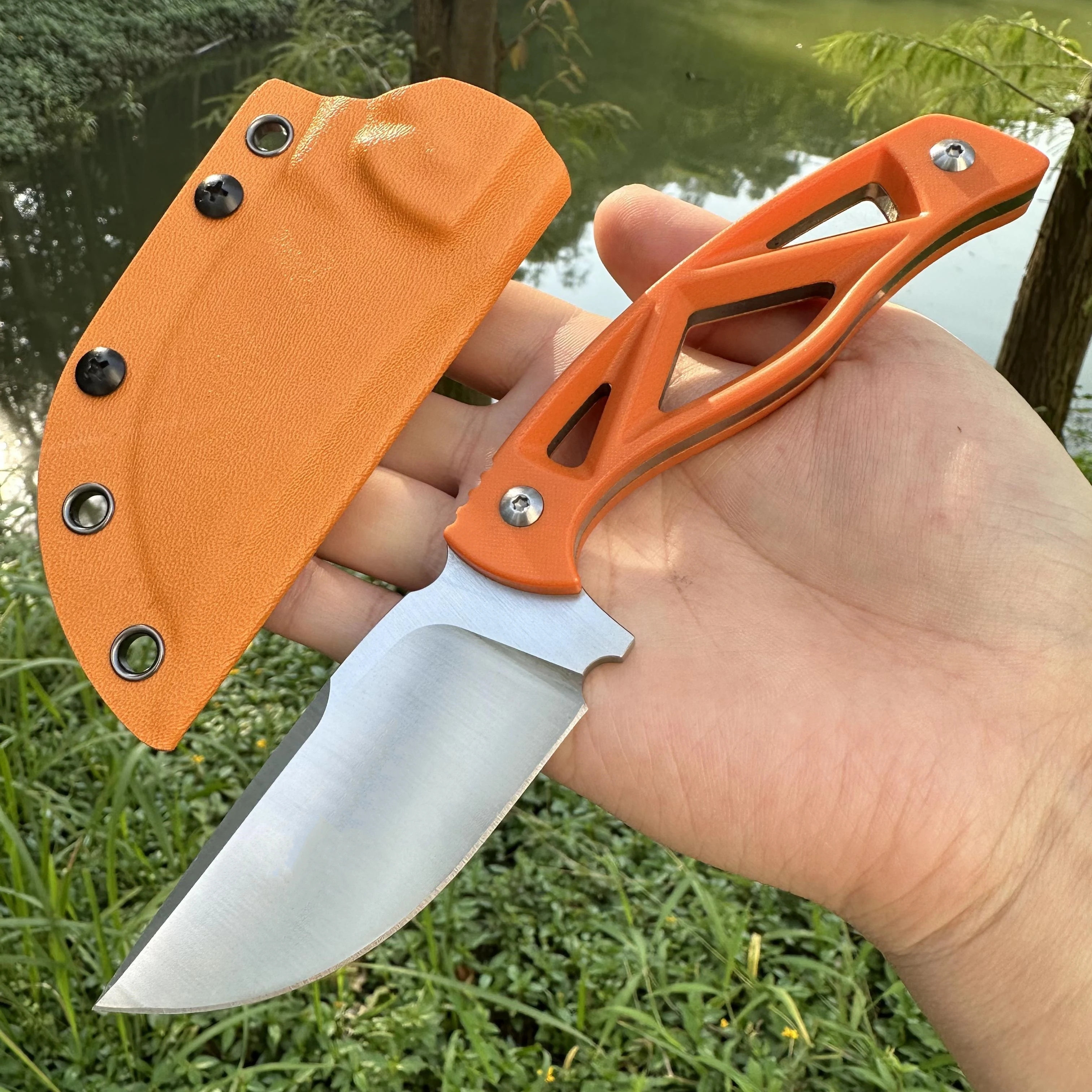 Topwell High Hardness D2 Steel Knife G10 Handle Full Tang Fixed Blade Knife Outdoor Camping Hunting In K-Sheath Gift For Him