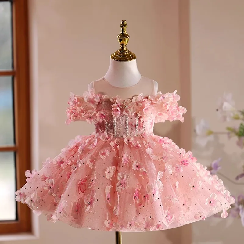 Girls' Formal Dress Forest Style Flower Fairy Birthday Puffy Skirt Children's High-end Piano Performance Host Birthday Outfit