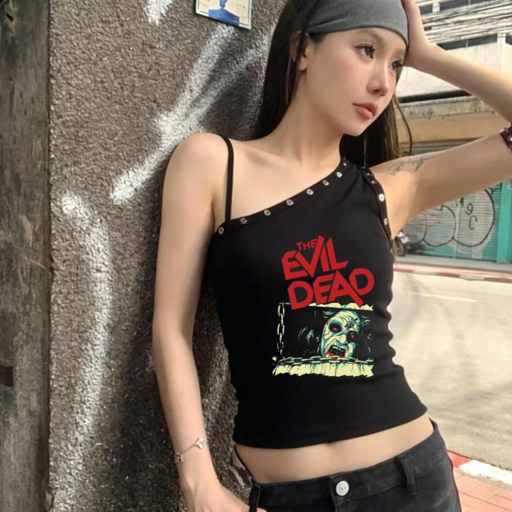 Evil Dead crop top girl gyaru kawaii vintage cute anime t-shirt dollette scene  graphic clearance sales
