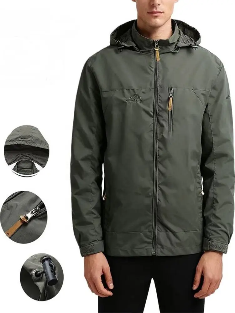 

Мужская ветровка для активного отдыха с капюшоном, спортивная куртка, повседневная, из полиэфирного волокна, с длинными рукавами, на молнии, модная, для молодежи