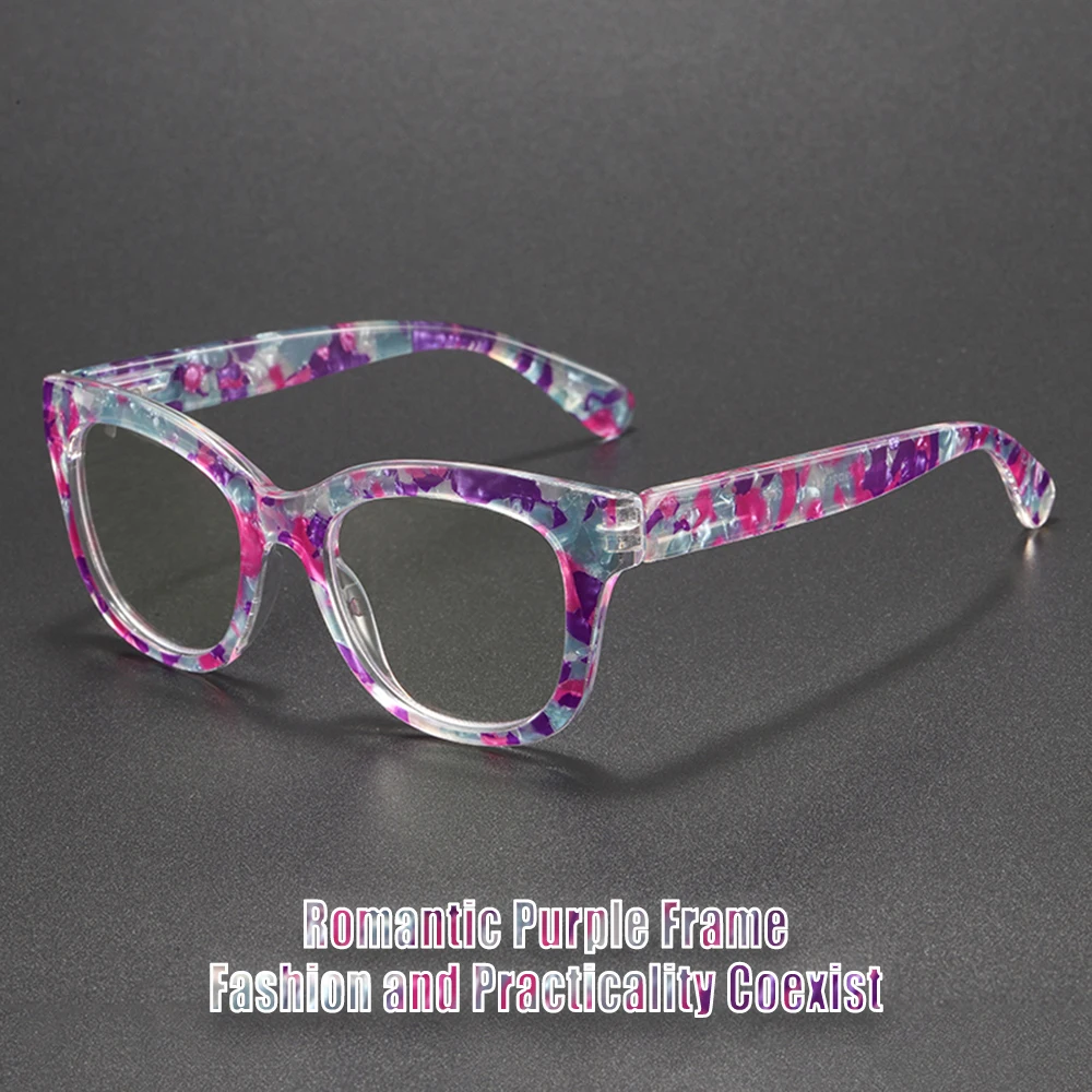 Blumenmuster, kleiner runder Rahmen, Anti-Blaulicht-Presbyopie-Brille, geeignet für das tägliche Lesen und Lernen, modische Lesebrille