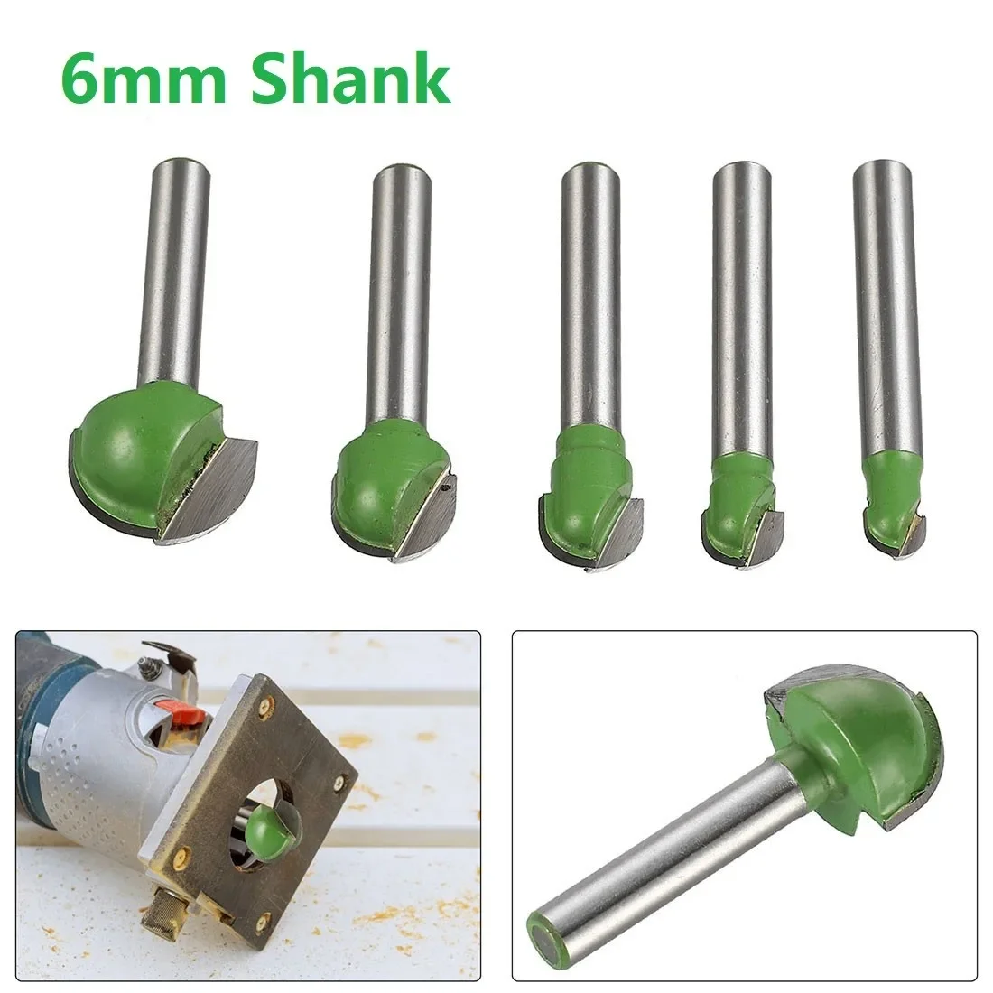 1pc CNC Milling Bit Radius Core Box Solid Carbide Router Bit 6mm Shank Ball Nose End Mill Round Nose Cove Tools