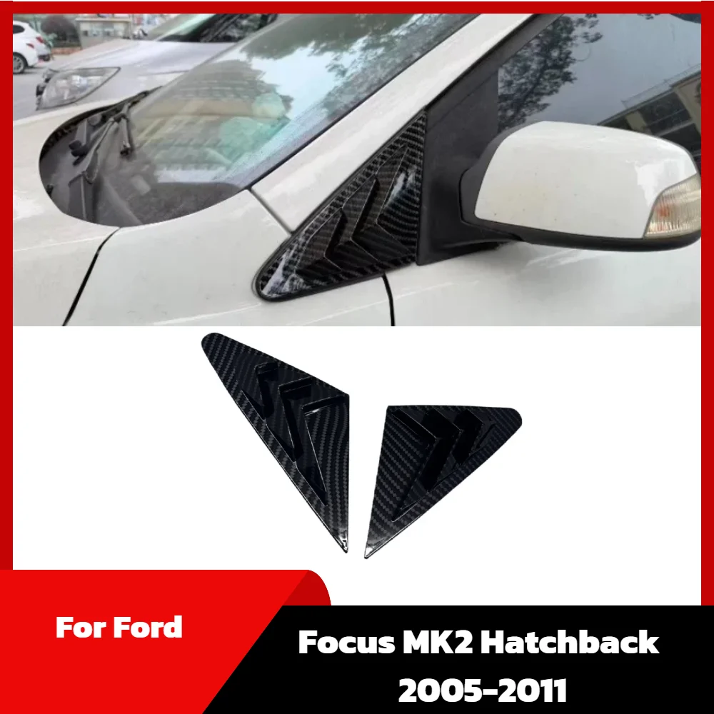 

For Ford Focus MK2 Hatchback 2005-2011 Front Window Shutter Cover Trim Window Louver Side Vent Gloss Black / Carbon Look