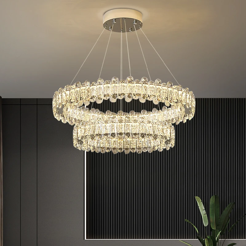 Living Room Villa Crystal Luxury Chandelier Kitchen Island Pendant Light Duplex Ceiling Lamp Modern Pendant Light Changeable view 2