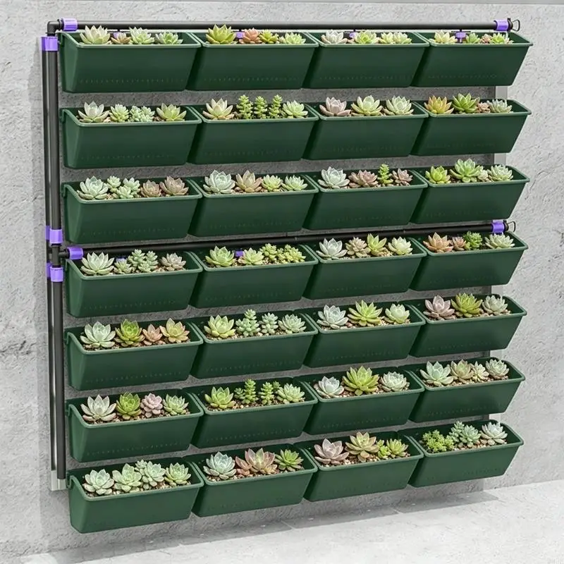 Kunststoff Wand Pflanzer Für Indoor Outdoor-Anlage Langlebige Lagerung Rack Platzsparende Dekorative Garten B03E – Detail 8