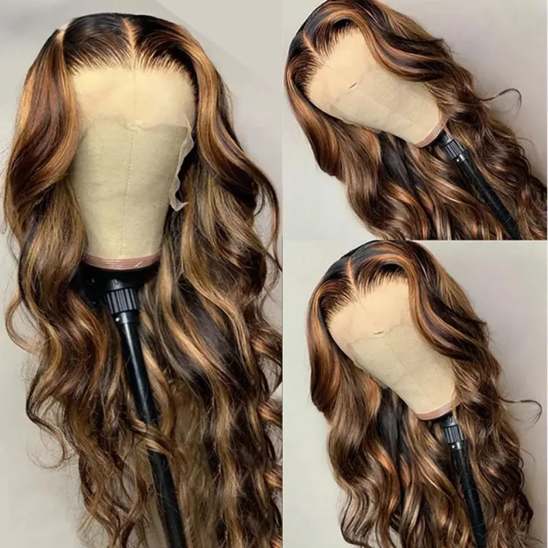 تسليط الضوء على أومبير شقراء الجسم موجة الباروكات الاصطناعية الدانتيل الباروكة الأمامية 13X4 HD غلويليس العسل شقراء عالية الجودة قبل قطعها تأثيري