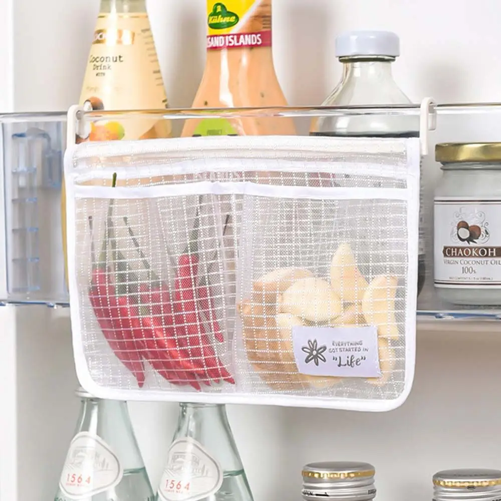 Double Clear Kitchen Compartment Freezer Fridge Organizer Household Refrigerator Storage Bag Mesh Bag