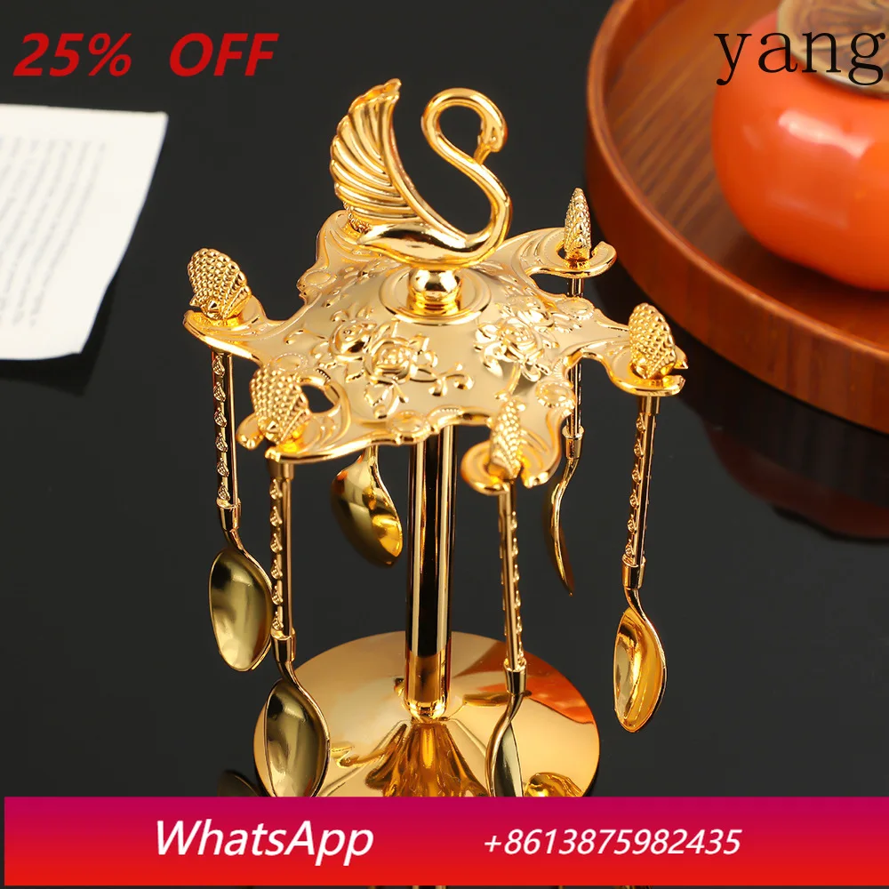 

CX Light Luxury Swan Spoon Holder Set Six Household Coffee Spoons