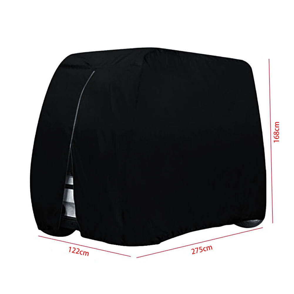 1pc capa de carrinho de golfe 210d oxford pano impermeável à prova de poeira uv resistente 2/4 assentos preto costuras duplas carrinho de golfe cobre acessórios