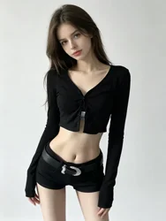 여성용 고딕 블랙 하이 웨이스트 미니 반바지, Y2k 2000s 스트리트웨어 반바지, 한국 하라주쿠 빈티지 반바지, 2000 년대 의류 2024