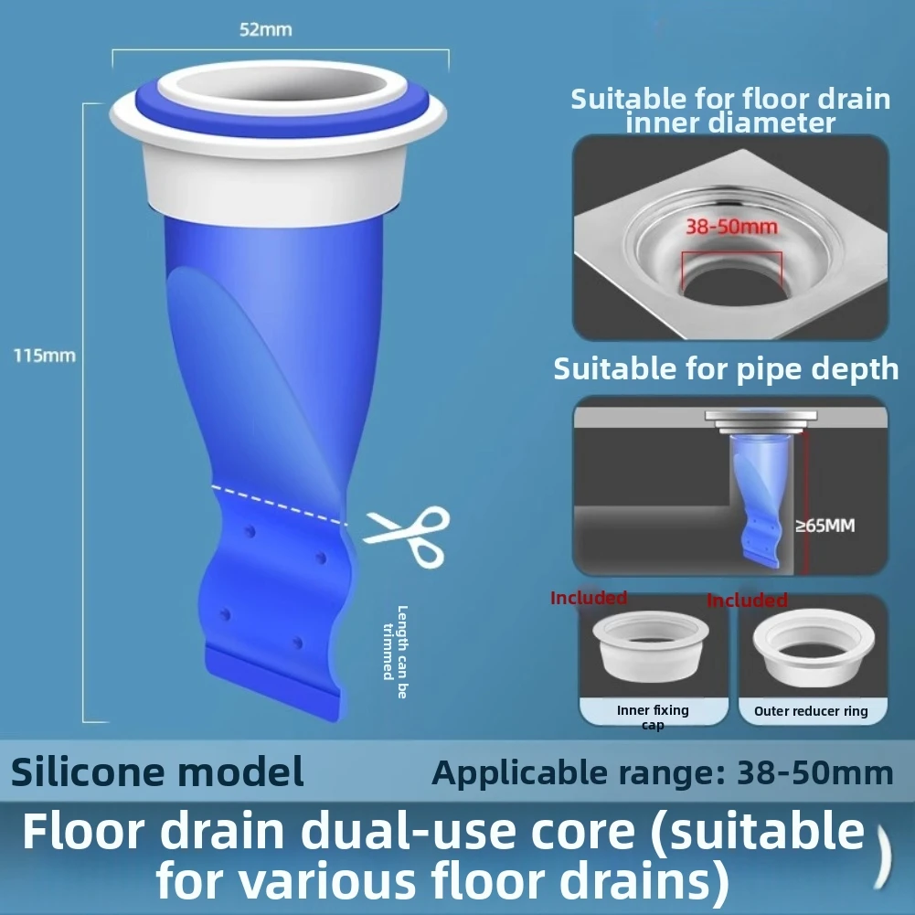 Hygienic Valve Adjustable Drain Blocker Enhance Auto-Seal Feature Easy To Clean Flexible Silicone Material 11.5x5.2cm