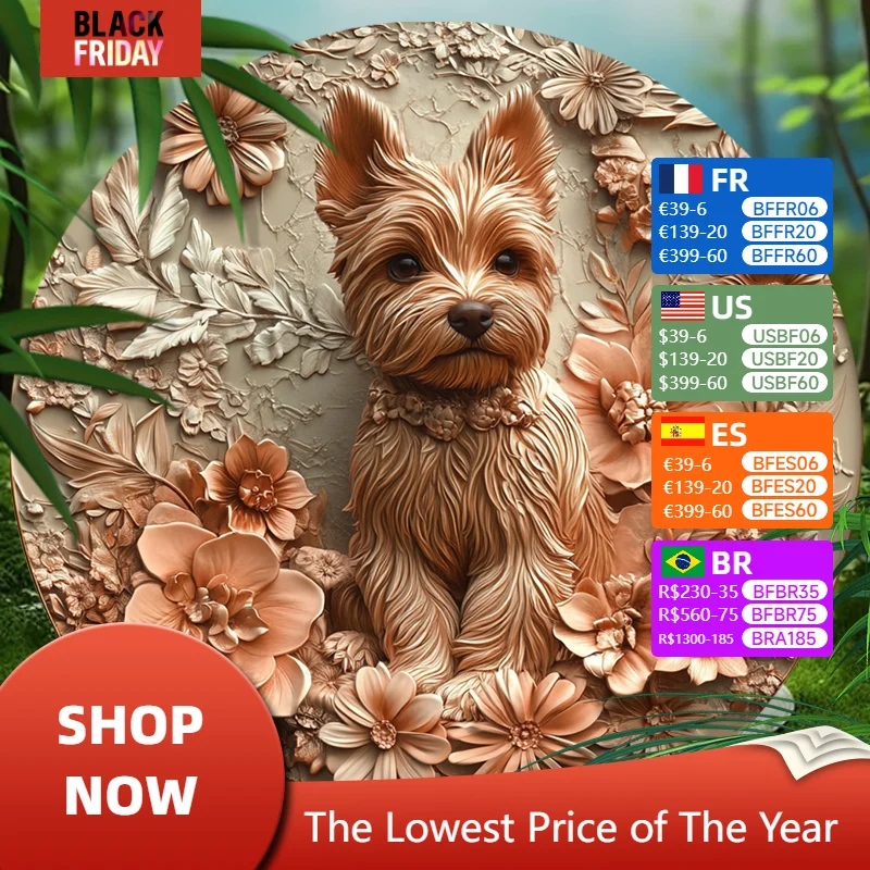 Customized Yorkshire Terrier Pet Memorial - Premium Quality Circular Aluminum Decorative Painting - Stunning Ultra HD Printing