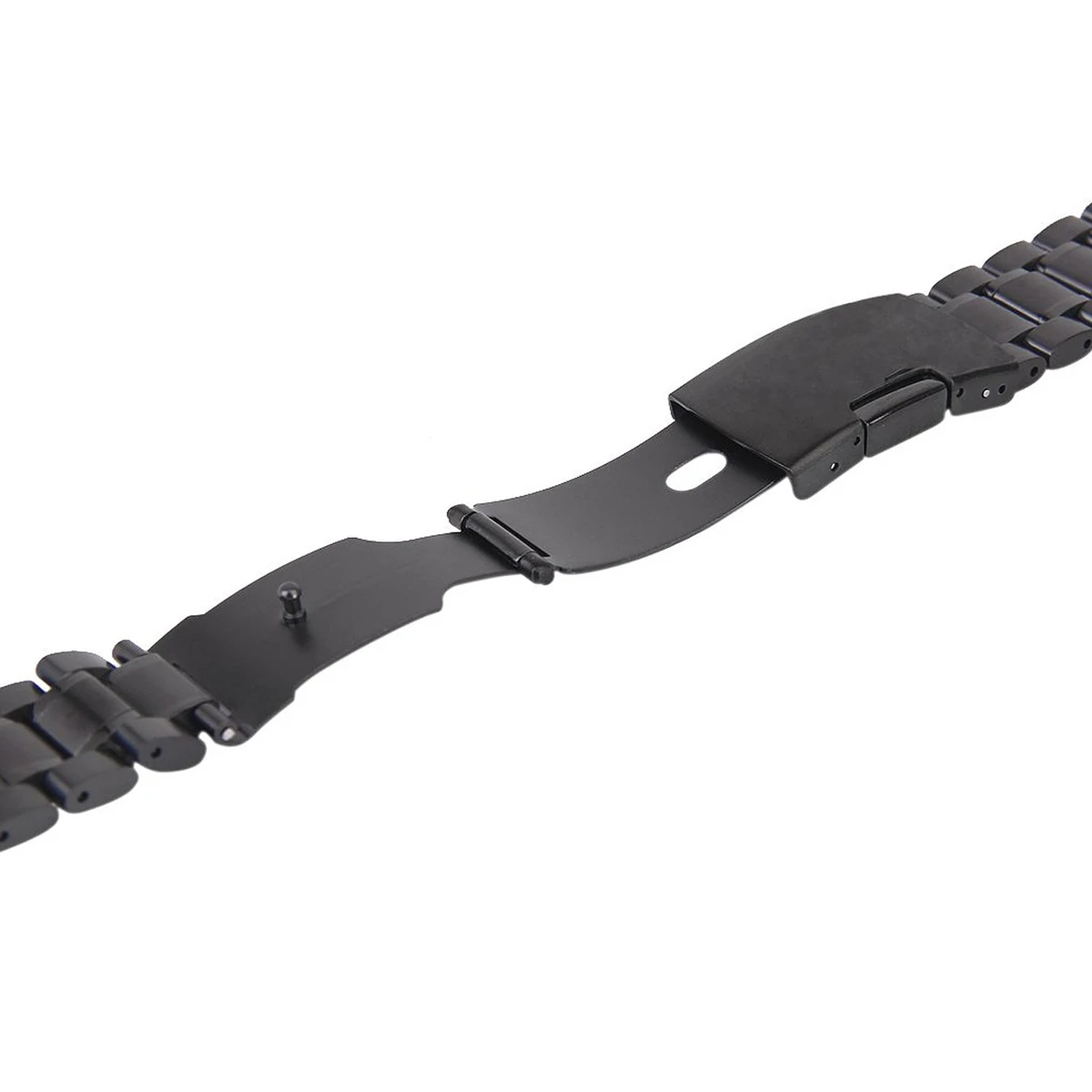 

20mm Stainless Watch Band 175mm 3 Stainless Steel Watch Band 20Mm 5mm Foldover Clasp Curved End Quick Release Black Solid Links