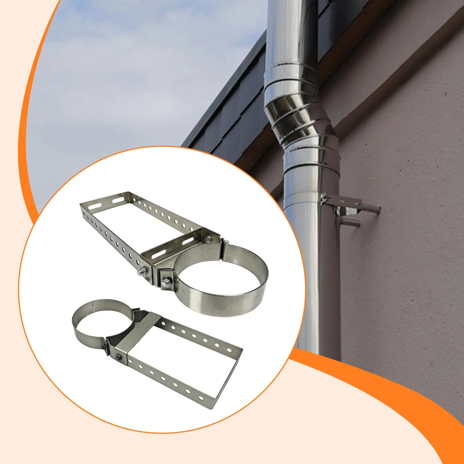 

Chimney Wall Support Bracket Stainless Steel Adjustable Fireplace Tube Holder for Modern Fireplace Pipes