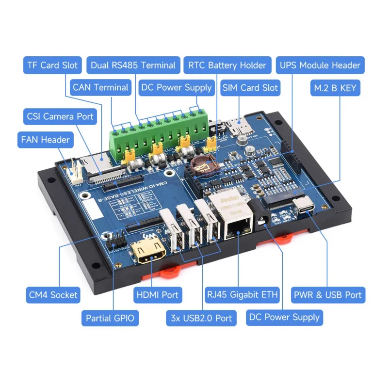 Промышленный IoT 4G LTE UPS беспроводной модуль расширения для RPI Raspberry Pi, компьютерный модуль 4 CM4 Lite с