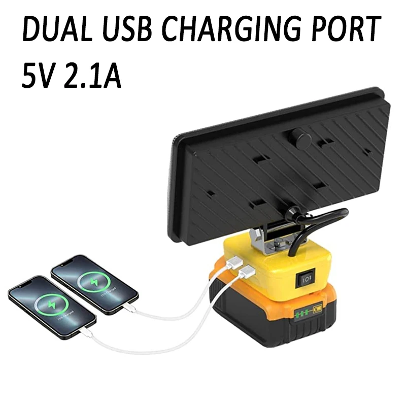 8 Zoll schnur lose LED-Arbeits leuchte passend für Dewalt 18V 20V Lithium-Batterie 2 Modi tragbare elektrische Taschenlampen USB 5V 2.1a