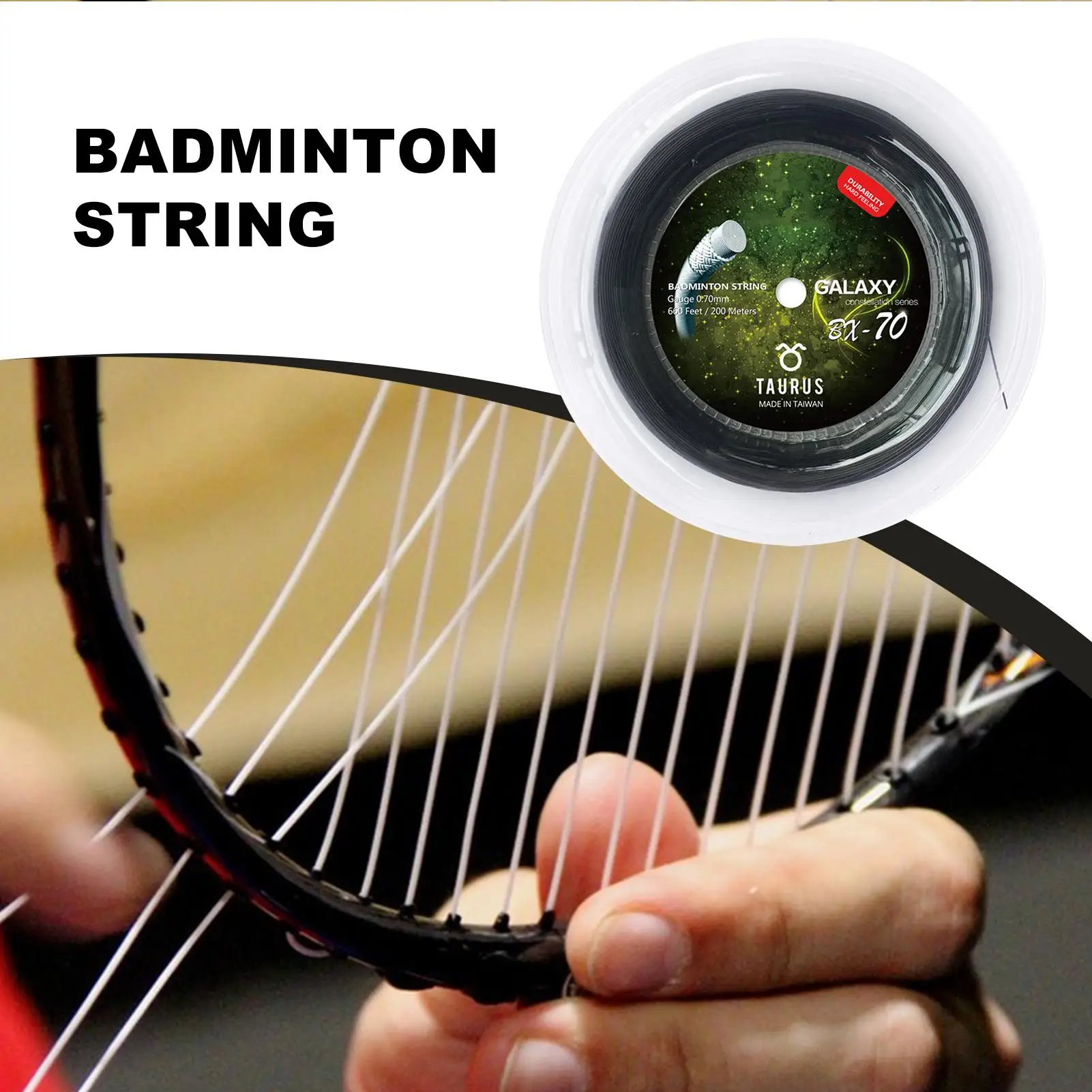 

Струна для бадминтона, катушки 200 м, тонкие 0,7 мм, более высокая ремонта, 22-28 фунтов, 656 футов, высокоэластичная замена струн для ракетки для начинающих