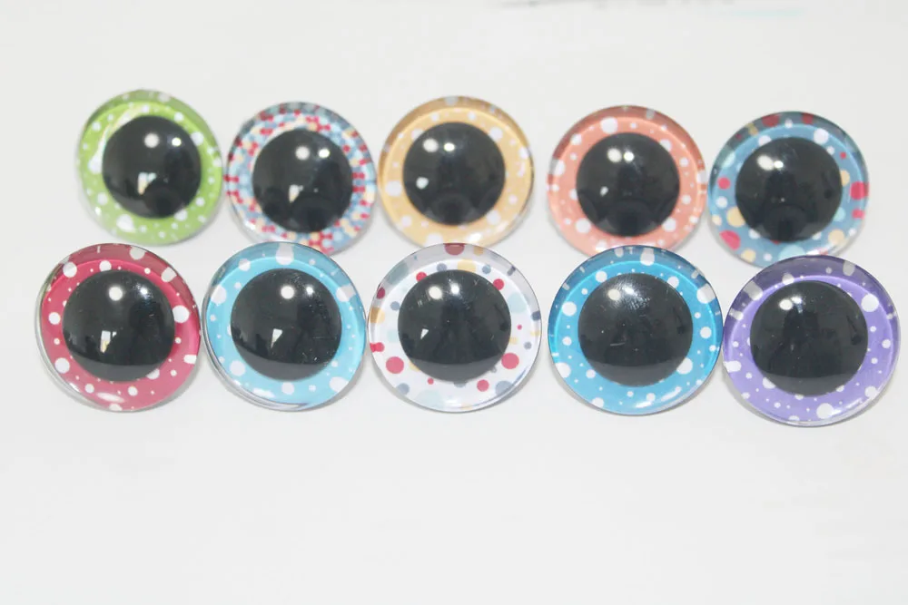 20pcs--B10---3D-9-12-14/16//18-20/25/30/35mm New toy dots safety 3D  colorful doll eyes + back washer for  diy plush--color