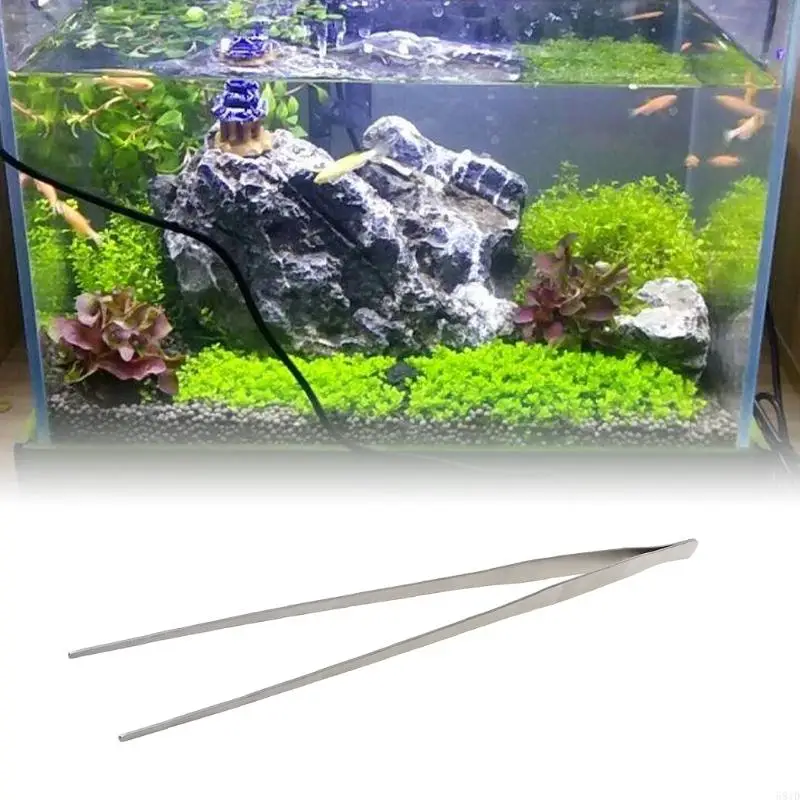 581D 19 Inches Aquarium Tweezers Stainless Steel Long Straight Tweezers Fish Tanks Anti-rust Forceps Perfect for Plant