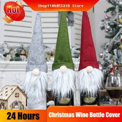Christmas Champagne Bottle Cover Dress Up Holiday Party Wine Bottle Cap Decor Home Living Room Decoration Ornaments Орнаменты L5