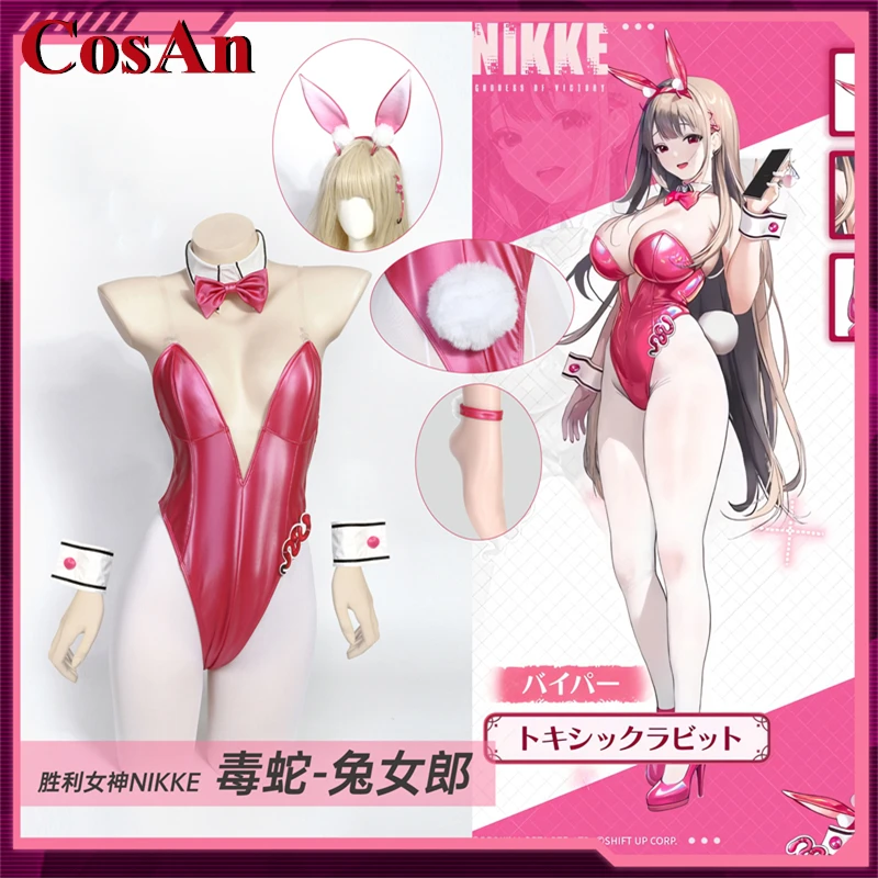 

CosAn Game NIKKE Viper Cosplay Costume Bunny Girl Sexy Patent Leather Jumpsuit Female Activity Party Role Play Clothing New