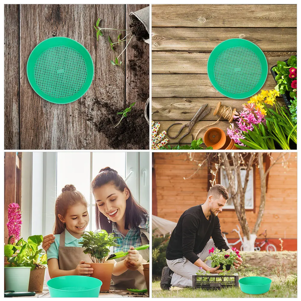 

4PCS Gardening Mesh Sieve Soil Sifter Sand Strainer Plastic Sifting Pan Multipurpose Tool Small Grading Garden Shovel