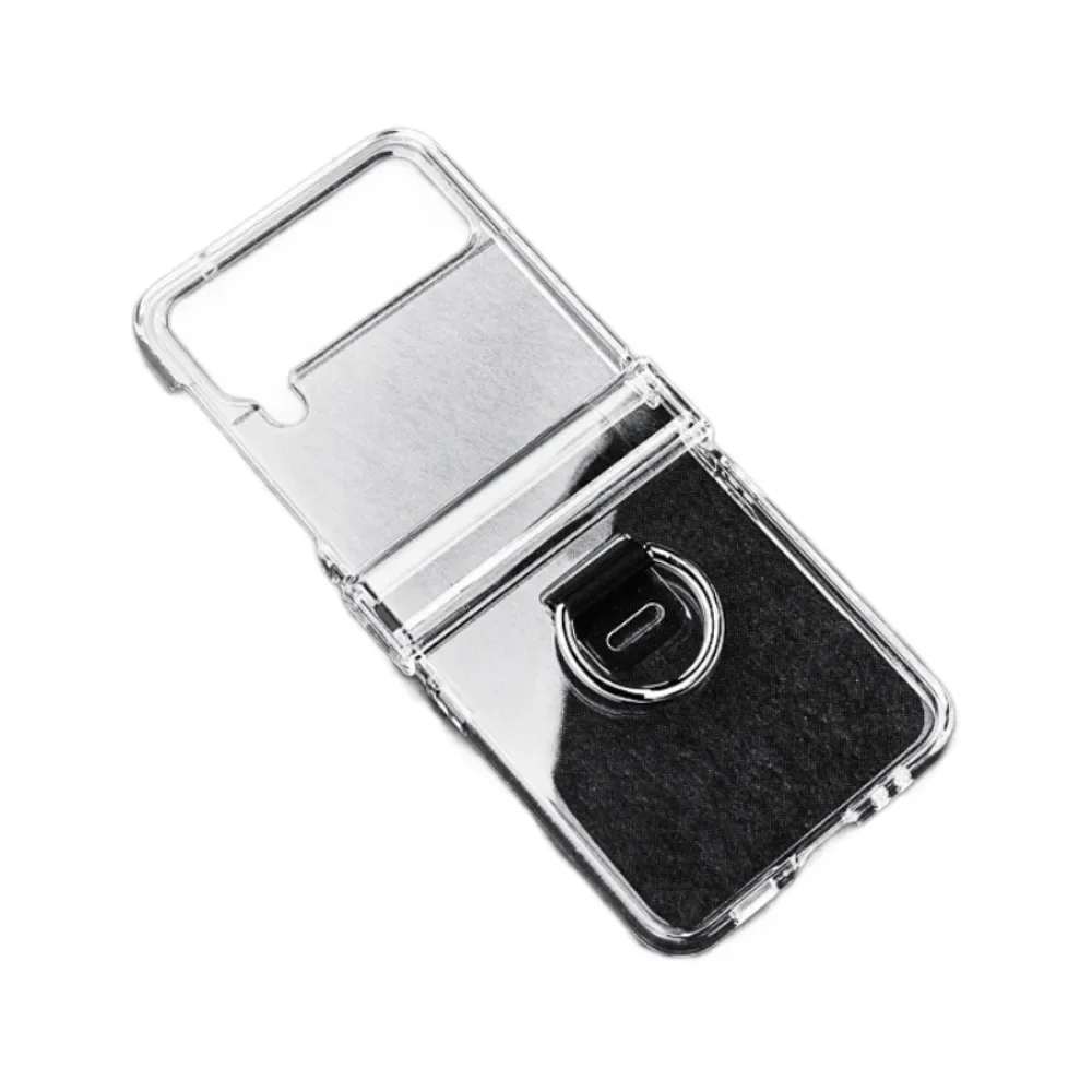 Simple Durable Transparent Phone Case for Samsung Galaxy Z Flip 7 6 5 4 3 Flip7 Flip6 Shockproof Ring Hinge Protective Cover