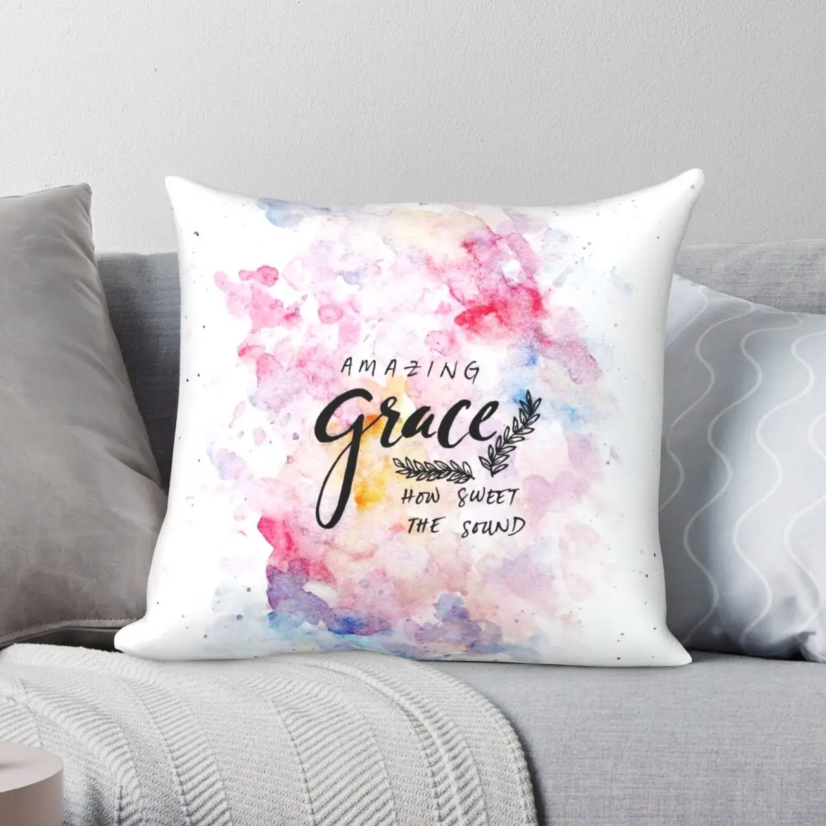 Amazing Grace Square Pillowcase Polyester Linen Velvet Pattern Zip Decor Throw Pillow Case Home Cushion Cover 45x45