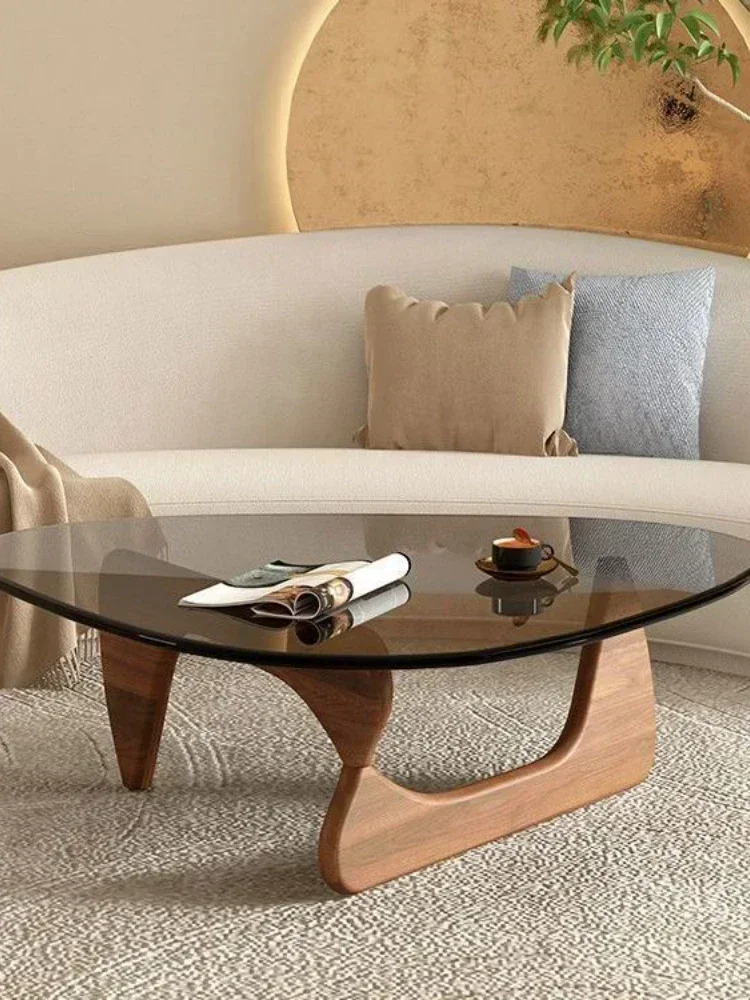 Glass Coffee Table Transparent Glass Coffee Table Solid Wood Living Room Minimalist Tea Table Modern Nordic Furniture