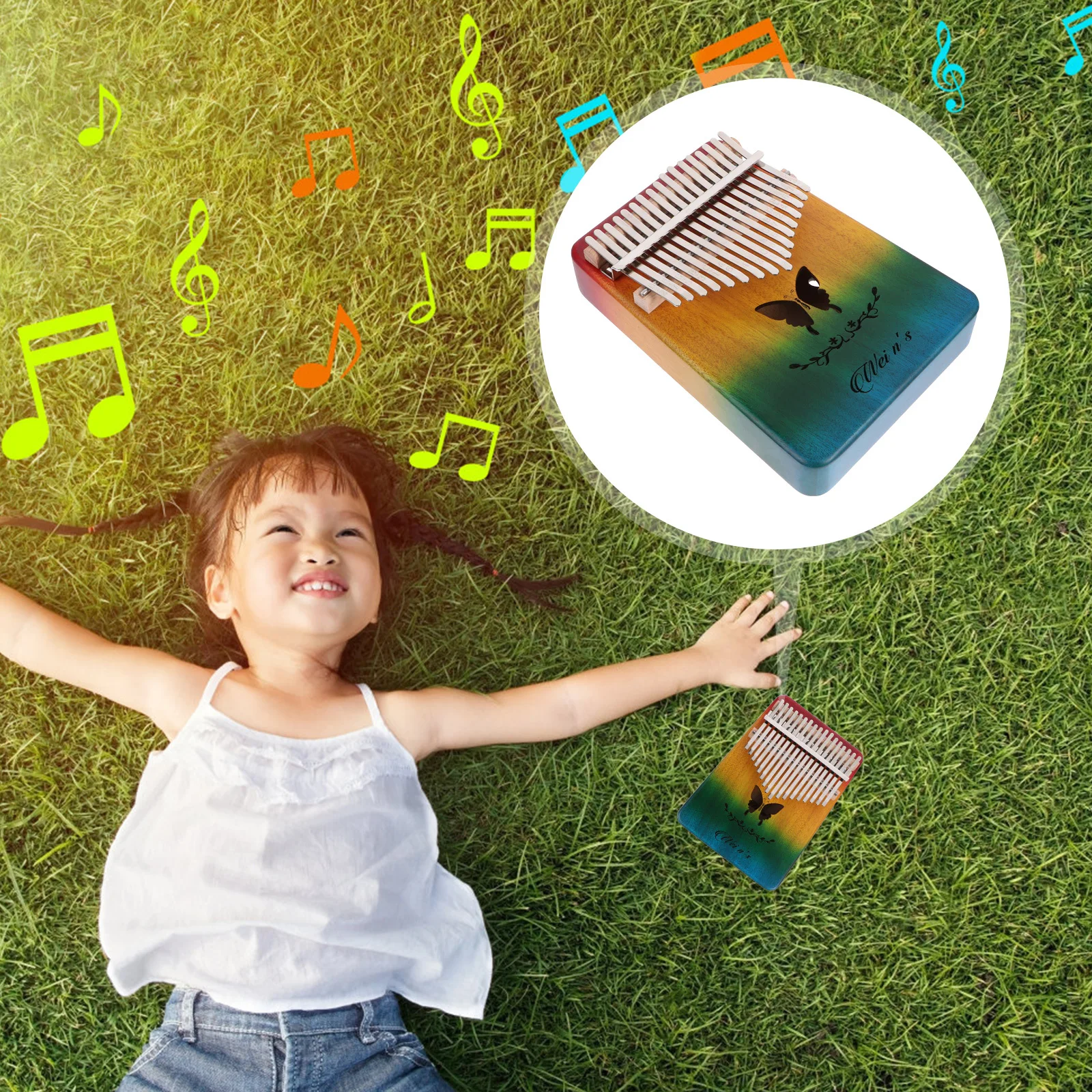 

1Set Mini Kalimba Thumb Piano 17 Keys Wooden Base Stainless Steel Keys Portable Finger Piano for School Bag Car Interior