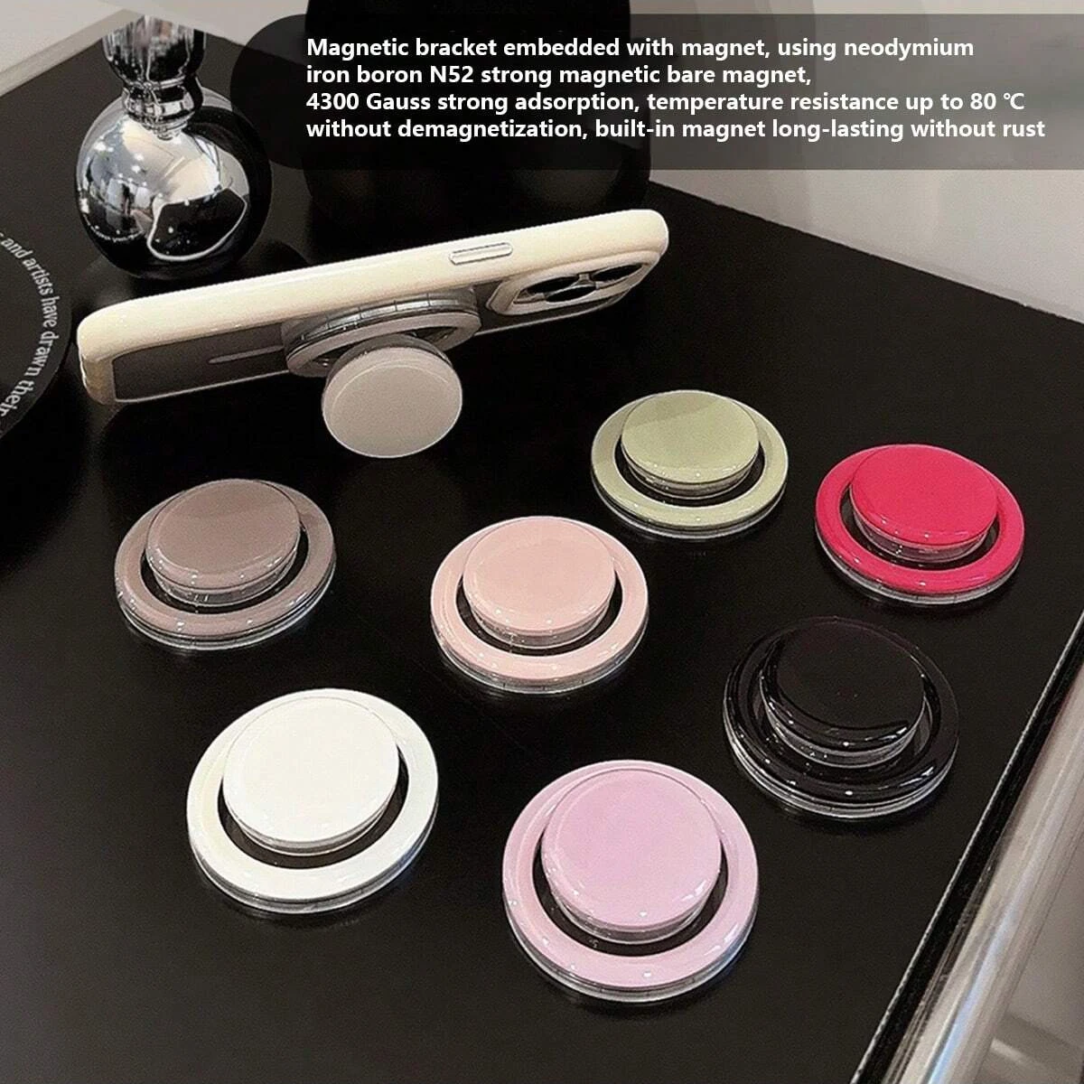 حامل هاتف وسادة هوائية مغناطيسية بلون موحد - تصميم صغير شفاف قابل للطي وقابل للتطوير قطعة واحدة #2