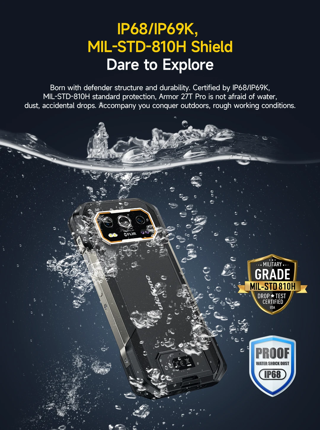 Ulefone Armor 27T Pro Smartphone Robust 5G – Termocamera, 24GB RAM, 256GB, Batteria 10600mAh, Android 15