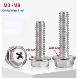 M3 M4 M5 M6 M8 Phillips Flange Bolts 304 Stainless Steel External Hex Hexagon Screws Bolt Metric Thread 5mm ~ 60mm