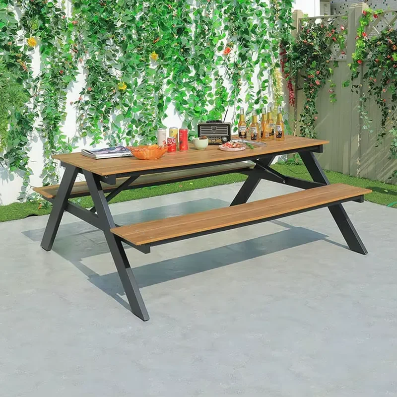 

Modern Aluminum Outdoor Furniture Dining Bench & Picnic Table Set with Comfortable Design for Hotel Courtyard & Warehouse Use