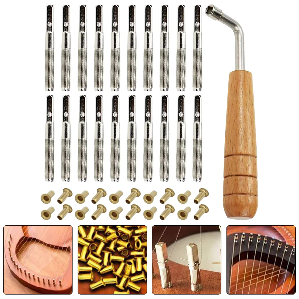 Polished Lyre Harp Pegs Reliable Accessory Tuning for Pin Professional Accessories Simple Structure Wood Metal Nail