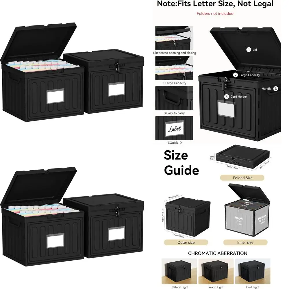 

Складной органайзер для документов формата Letter с крышкой, 2 шт., черный, подвесной, для дома и офиса