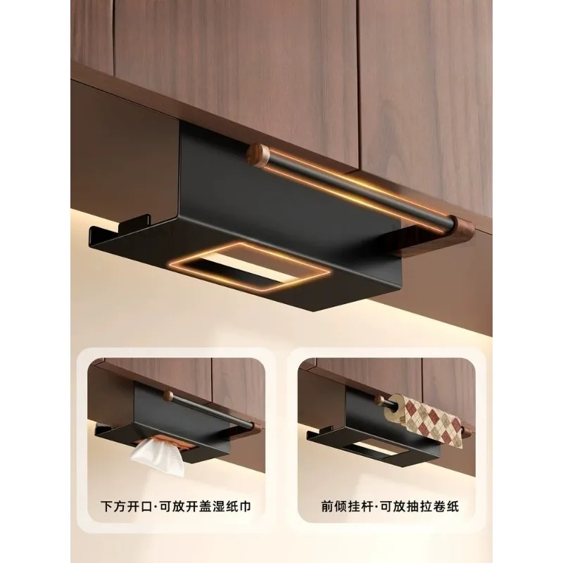 Walnut antique kitchen tissue rack, cabinet paper hanging storage box