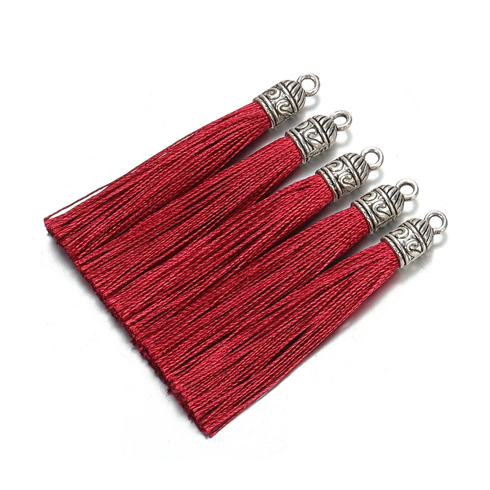10pcs 5cm Polyester Tassel with Caps Tassels Pendants DIY Earrings Charm  Cellphone Straps For jewelry Making Accessories
