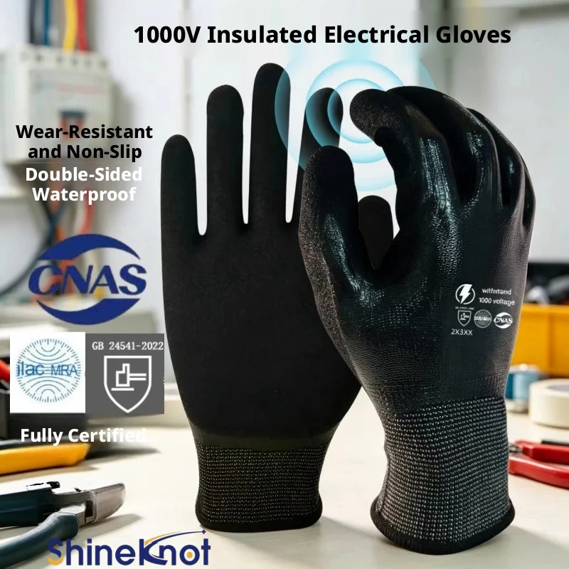 SHINEKNOT Double Sided Waterproof And Anti Electric Shock Electrician Protective Gloves Wear-Resistant And Puncture Resistant