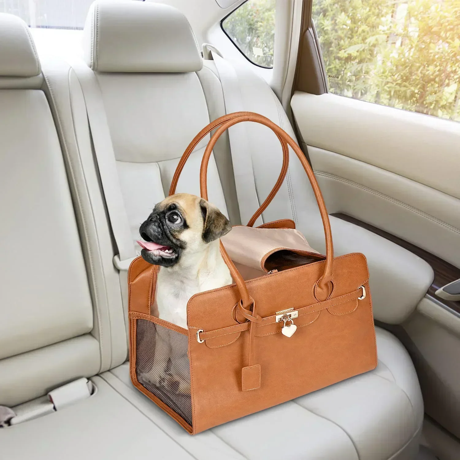 Pet Carrier for Small Dogs Handbag Leather Portable Bag Shoulder Carrying Cat Outdoor Bag Windproof Slings Fashion Design