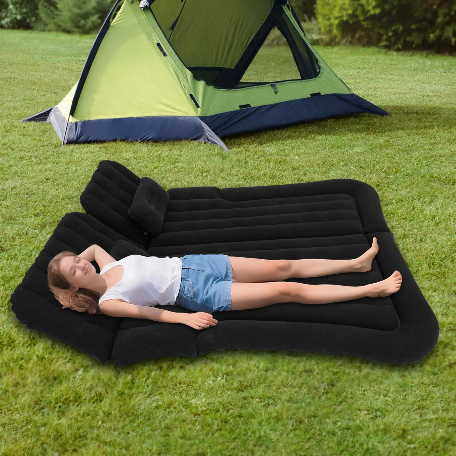 

Универсальная складная надувная кровать, портативный надувной матрас для автомобиля, надувная кровать-подушка для заднего сиденья с насосом.