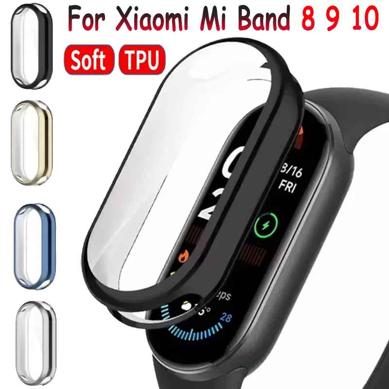 Weiche TPU Fall Für Xiaomi Mi Band 10 9 8 NFC Smartwatch Screen Protector Rahmen Stoßstange Abdeckung Shell Für Xiaomi mi Band 10 9 Keramik