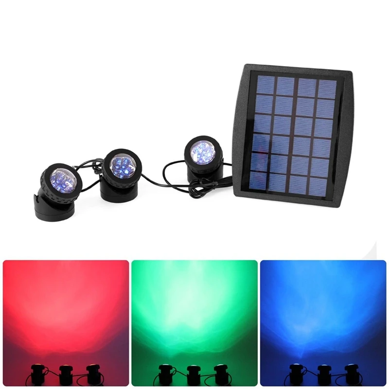 Solar Three Head Underwater Light Outdoor Solar Lamp Multicolor