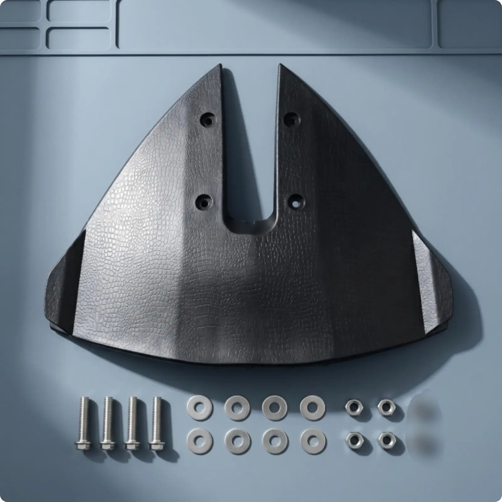 Outboard Propulsion Pressure Plate Textured Hydrofoil Stabilizer with Mounting