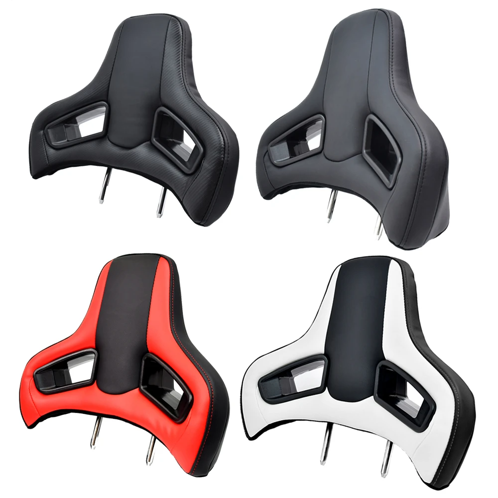 TIYPEOR 1PCS 496x386mm Sport Seat Headrest  PVC Leather 14mm Modified Universal Racing Seat Headrest with Plug&Play Neck Pillow